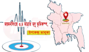 ময়মনসিংহে ৩.৪ মাত্রার মৃদু ভূমিকম্প, উপকেন্দ্র ভালুকা