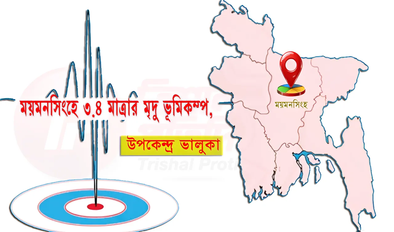 ময়মনসিংহে ৩.৪ মাত্রার মৃদু ভূমিকম্প, উপকেন্দ্র ভালুকা